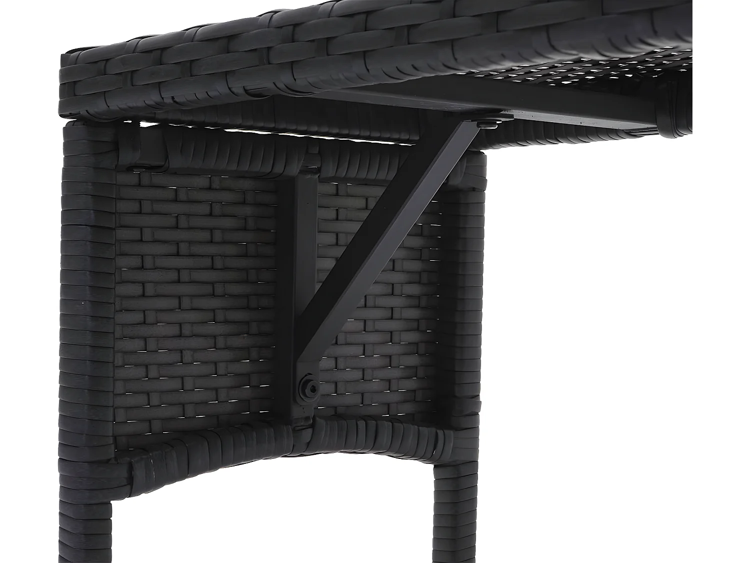 Banc en poly rotin MCW-G16,  noir, coussin gris clair