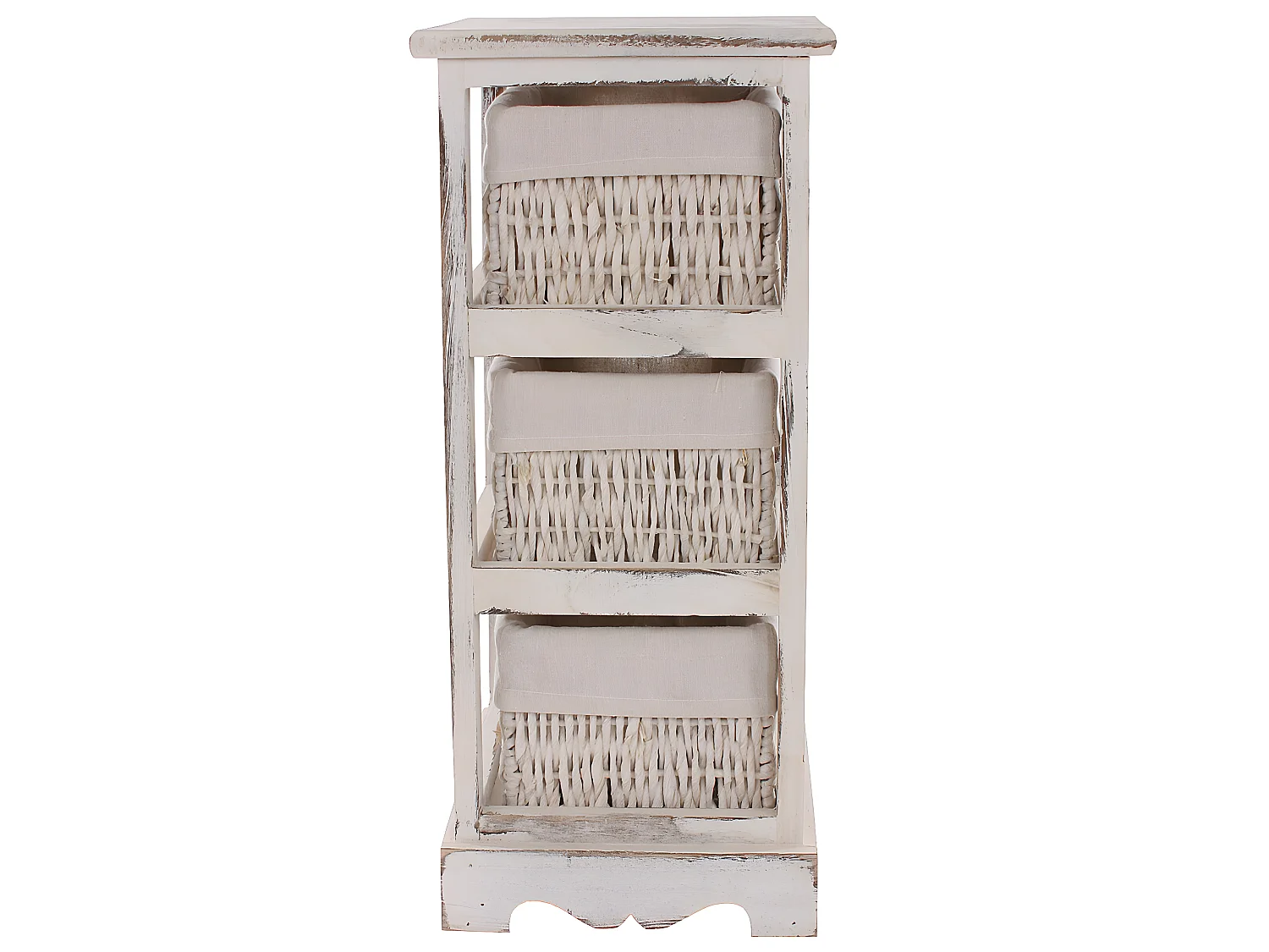 Étagère Commode (lot de 2), 2x commodes /meubles d'appoint / étagères, 3 paniers, 25x28x58cm, shabby, vintage, blanc