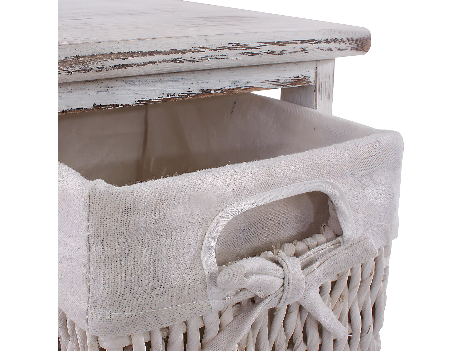 Étagère Commode (lot de 2), 2x commodes /meubles d'appoint / étagères, 3 paniers, 25x28x58cm, shabby, vintage, blanc