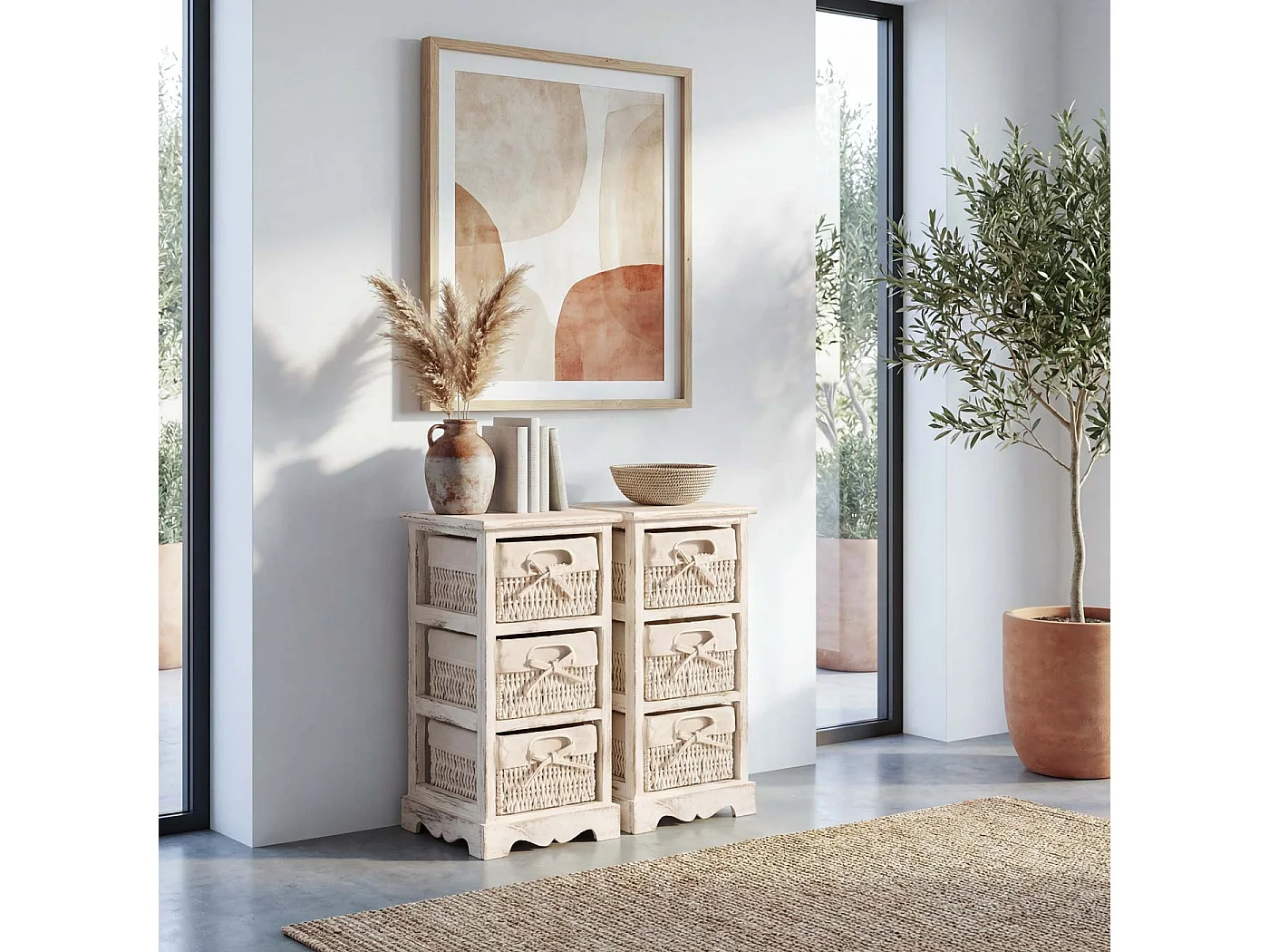 Regał Komoda (zestaw 2 szt.),  biały