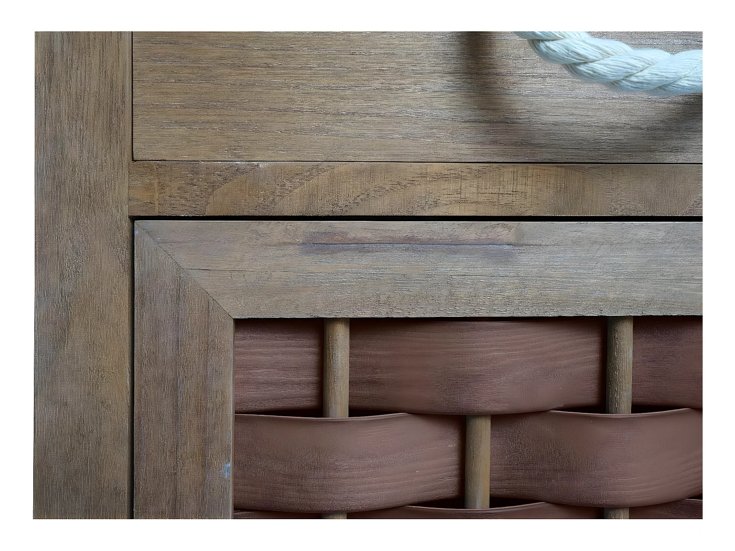 Comodino cassettiera MCW-K83 legno di paulonia polyrattan marrone scuro