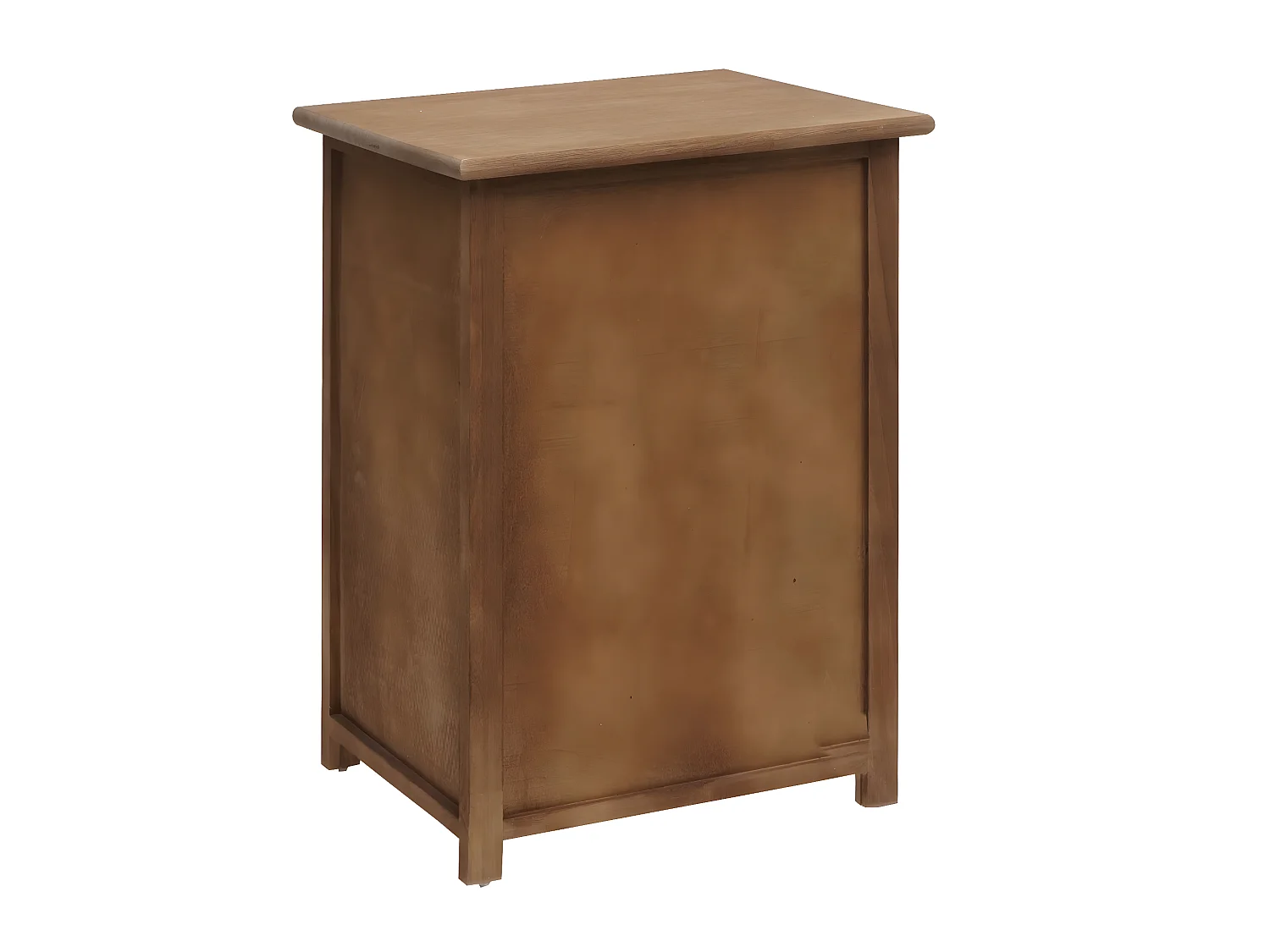 Comodino cassettiera MCW-K83 legno di paulonia polyrattan marrone scuro
