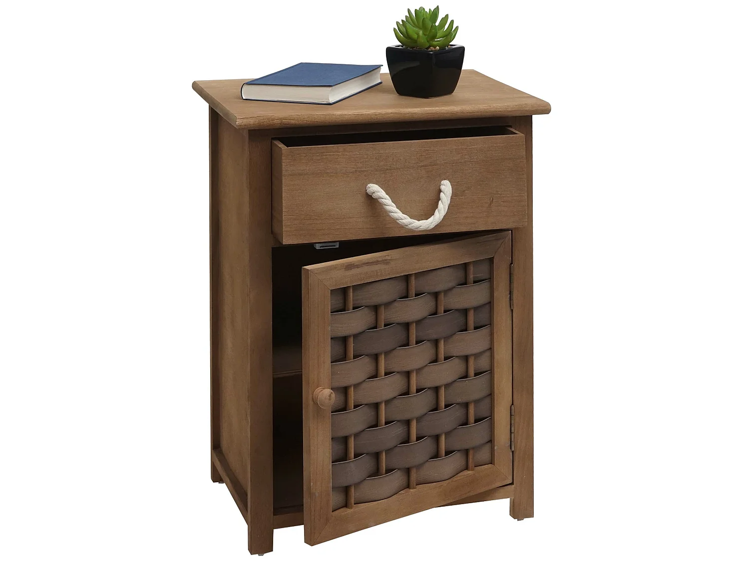 Commode MCW-K83,  brun foncé, poly rotin brun foncé