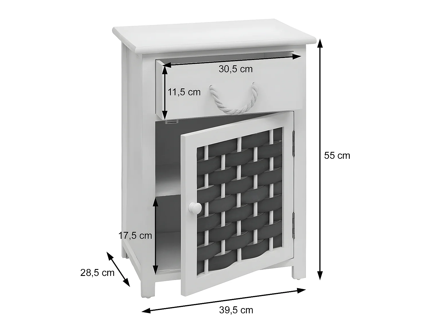 Commode MCW-K83,  brun foncé, poly rotin brun foncé