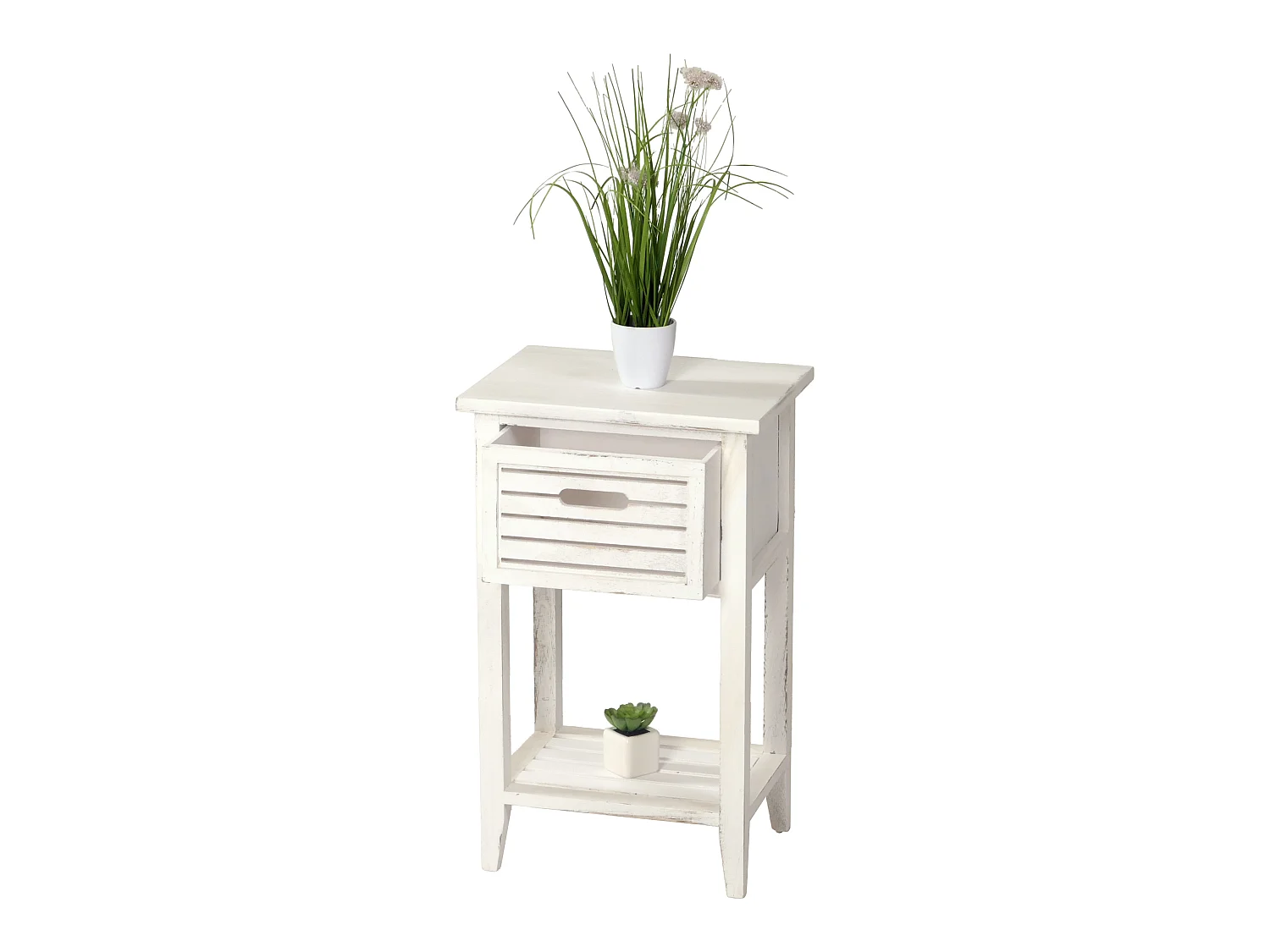 Commode tiroir look shabby,  blanc