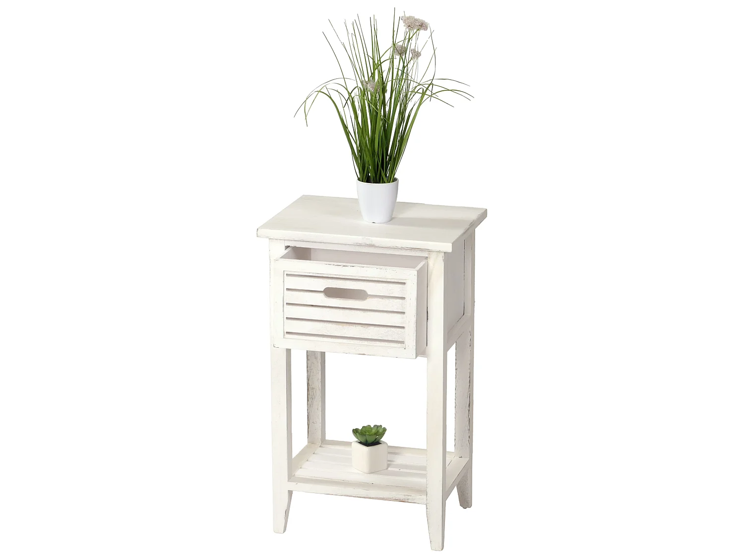 Commode tiroir look shabby,  blanc