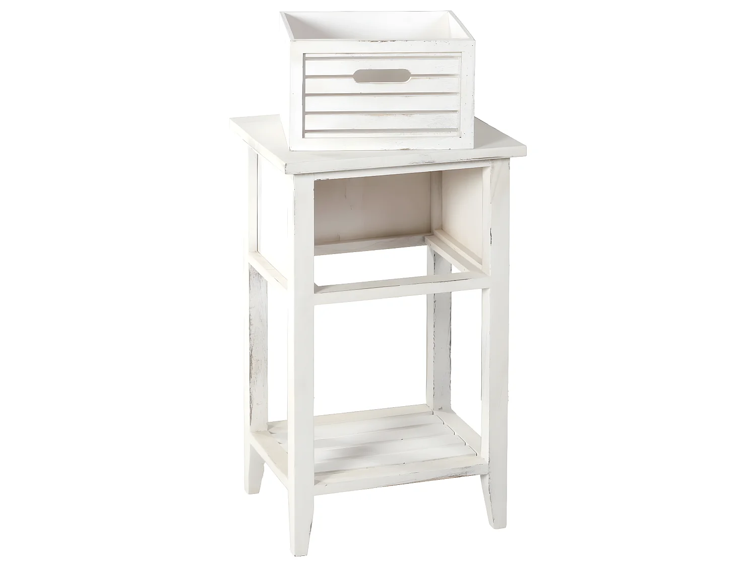 Commode tiroir look shabby,  blanc