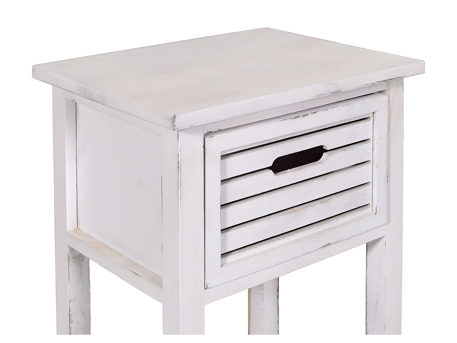 Commode tiroir look shabby,  blanc