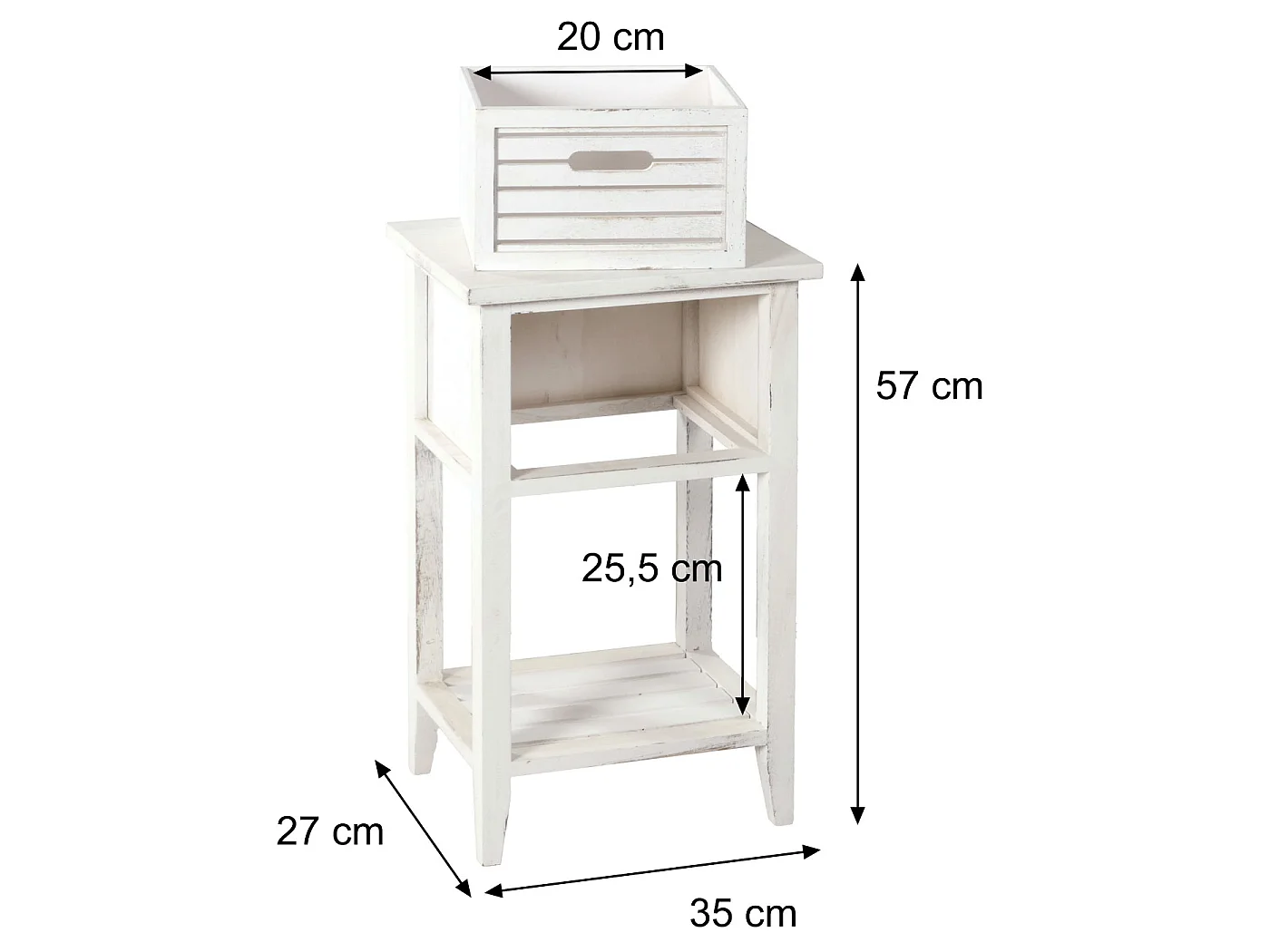 Commode tiroir look shabby,  blanc