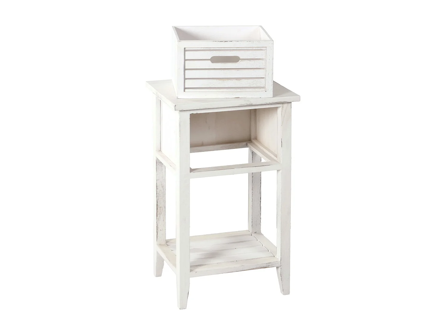 Commode tiroir look shabby,  blanc