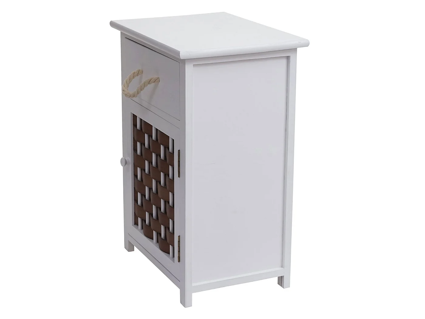 Cómoda MCW-K83,  blanco, poliratán marrón