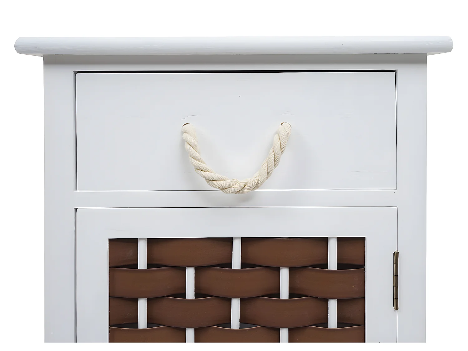 Commode MCW-K83,  blanc, poly rotin brun