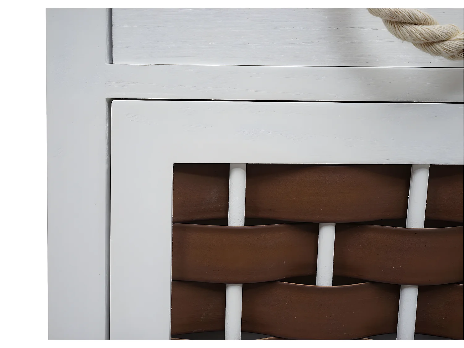 Commode MCW-K83,  blanc, poly rotin brun