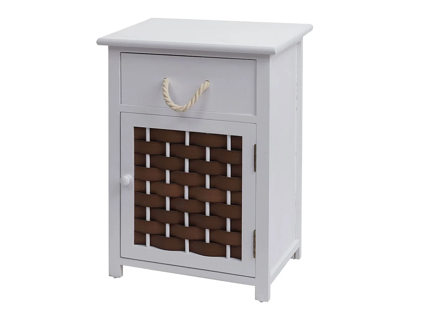 Commode MCW-K83,  blanc, poly rotin brun