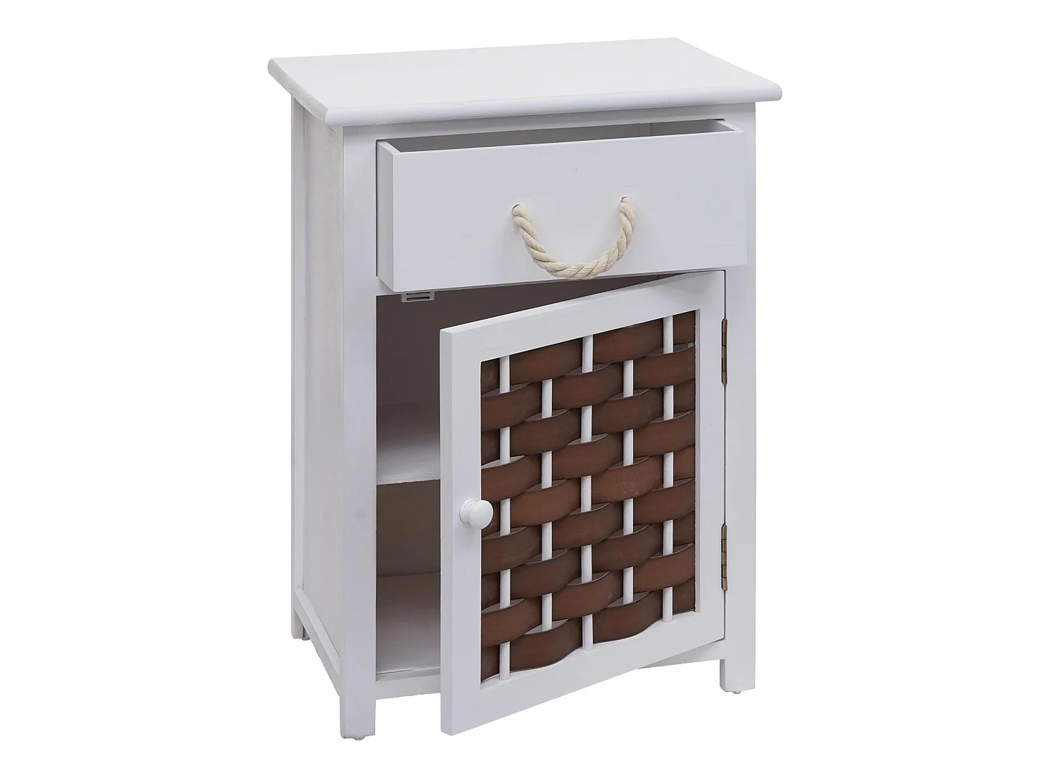 Commode MCW-K83,  wit, bruin polyrattan