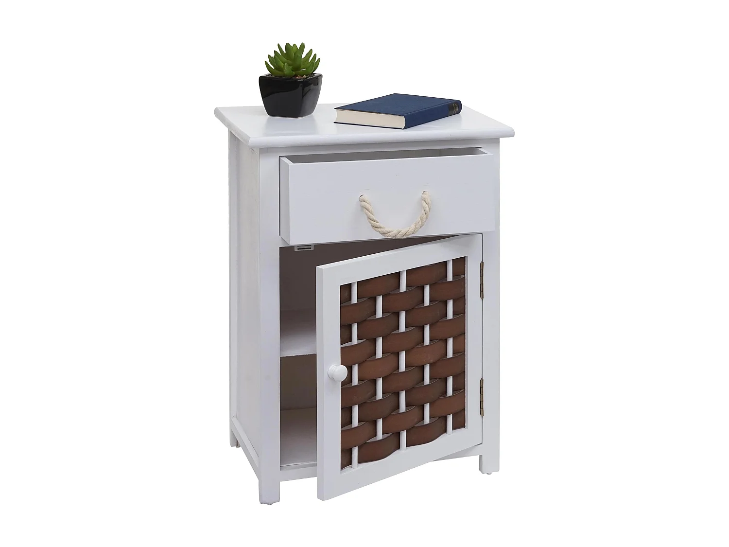 Commode MCW-K83,  wit, bruin polyrattan