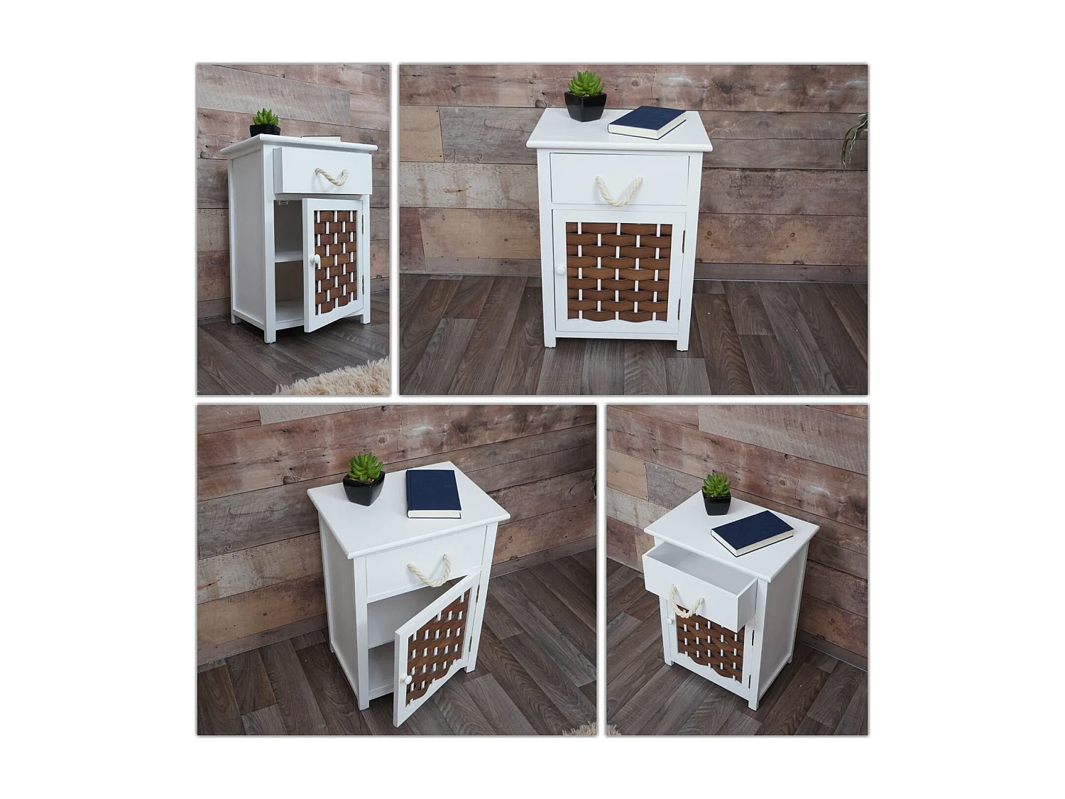 Commode MCW-K83,  wit, bruin polyrattan