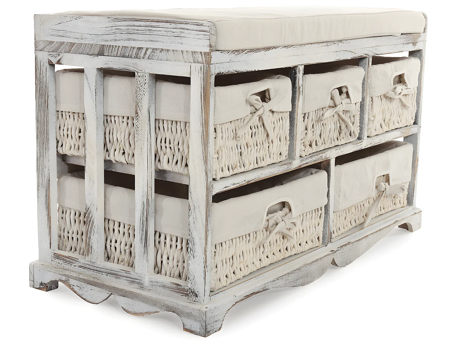 Commode et banc 5 tiroirs,  blanc