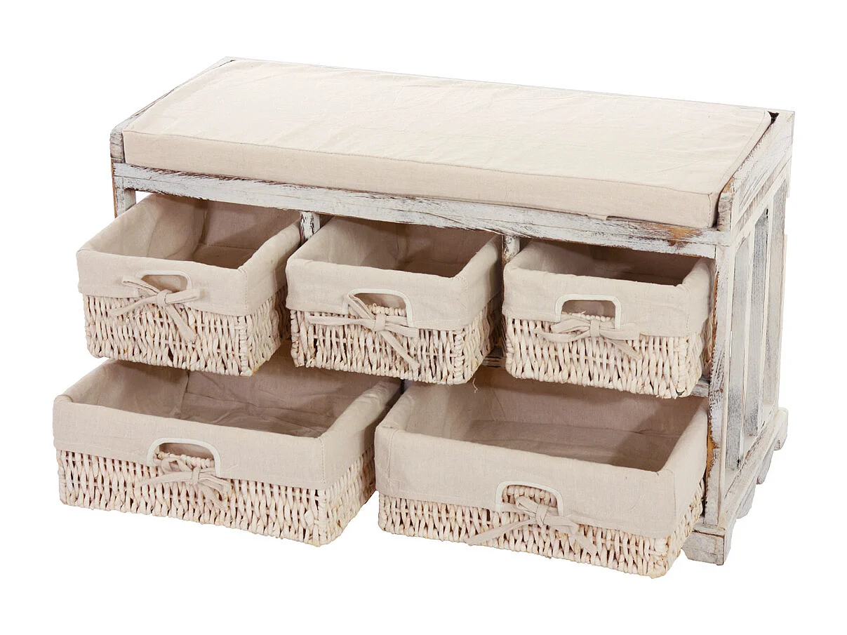 Commode et banc 5 tiroirs,  blanc