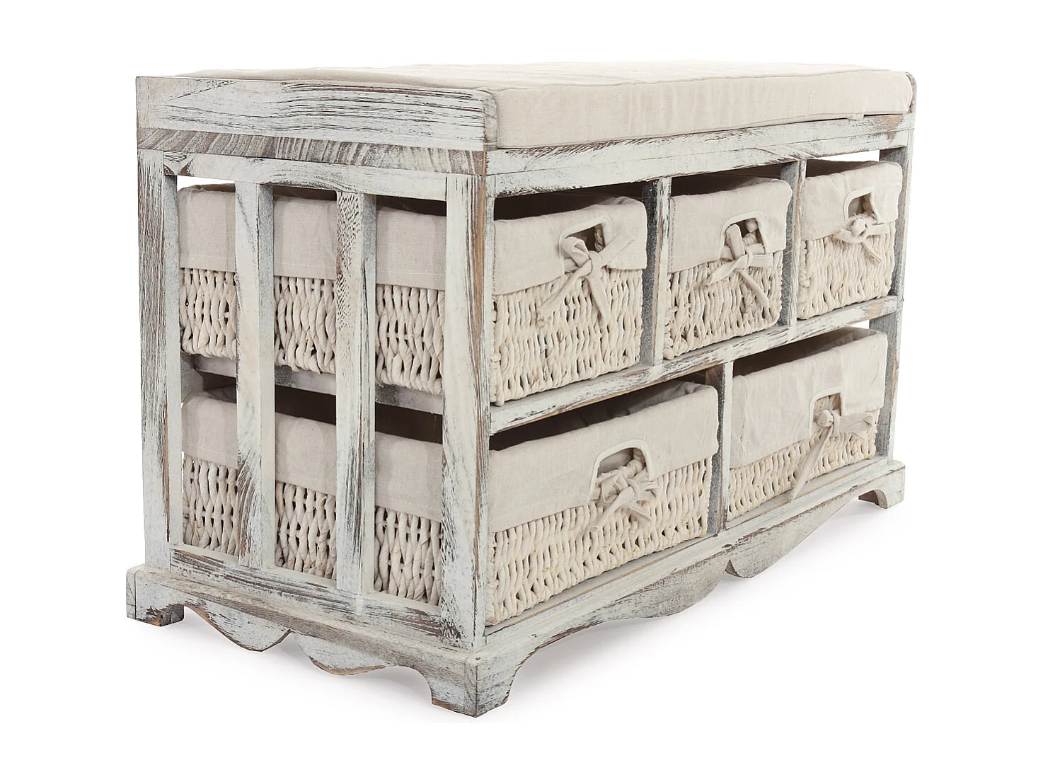 Commode et banc 5 tiroirs,  blanc