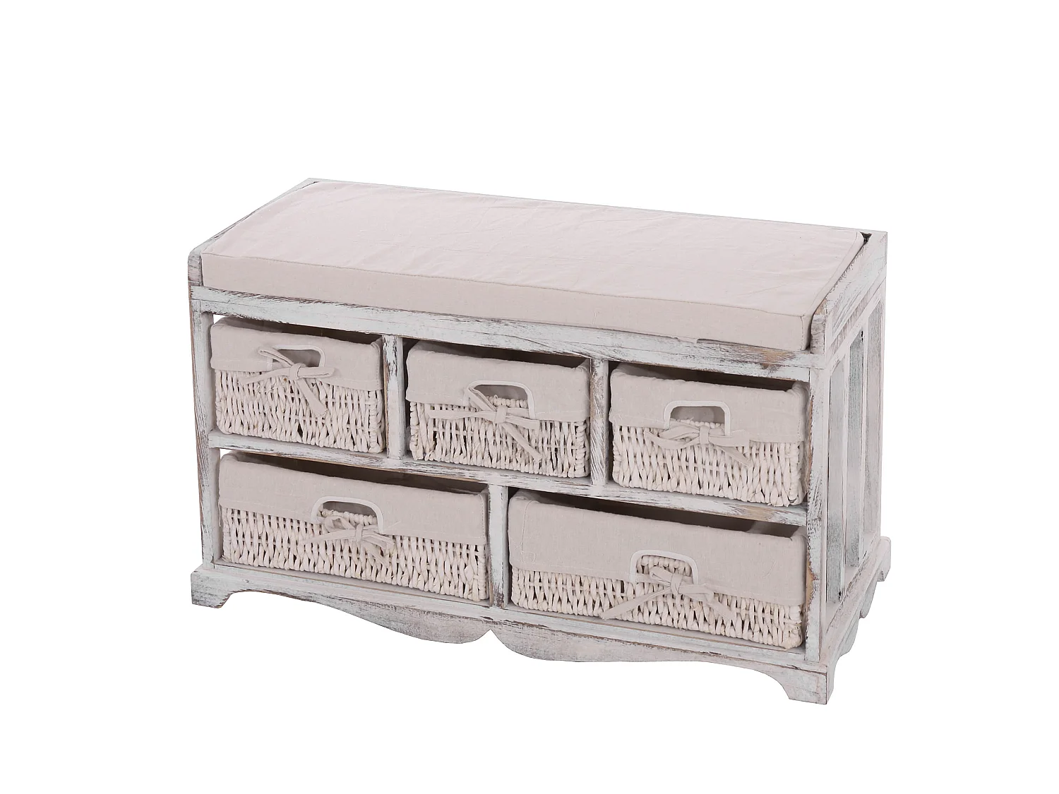 Komoda i ławka z 5 szufladami,  biała