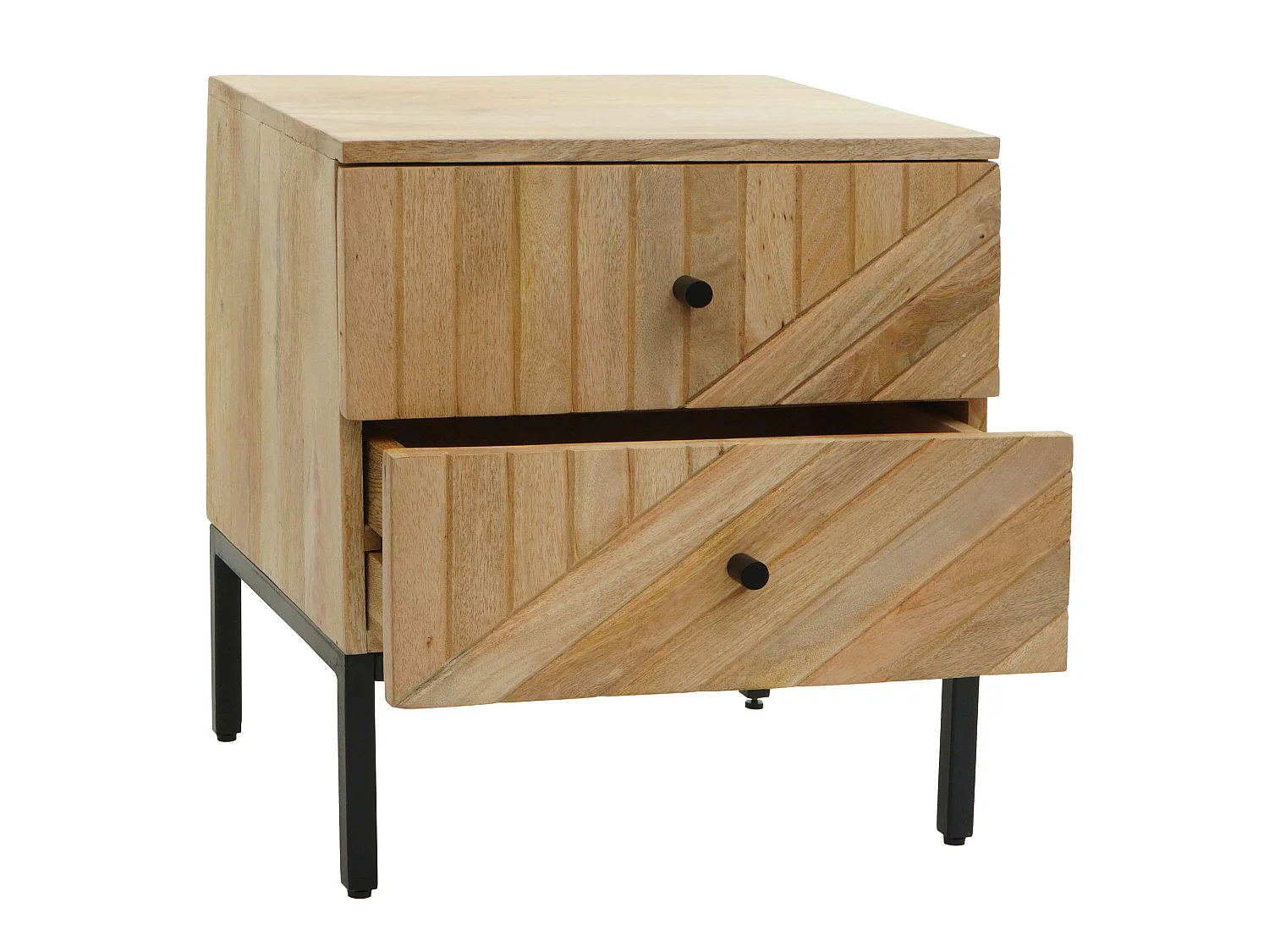 Nachttisch MCW-L95, Kommode Beistelltisch Nachtschrank Schrank, Schublade Mango-Holz 51x45x40cm MVG-zertifiziert, natur