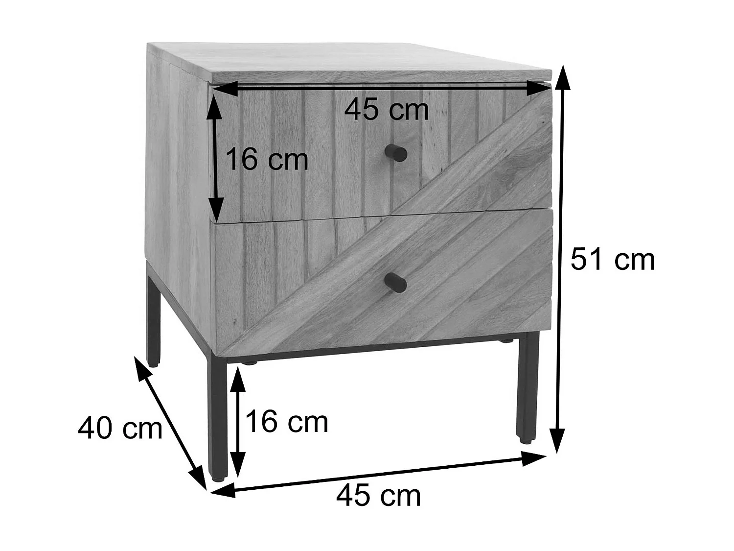 Nachttisch MCW-L95, Kommode Beistelltisch Nachtschrank Schrank, Schublade Mango-Holz 51x45x40cm MVG-zertifiziert, natur