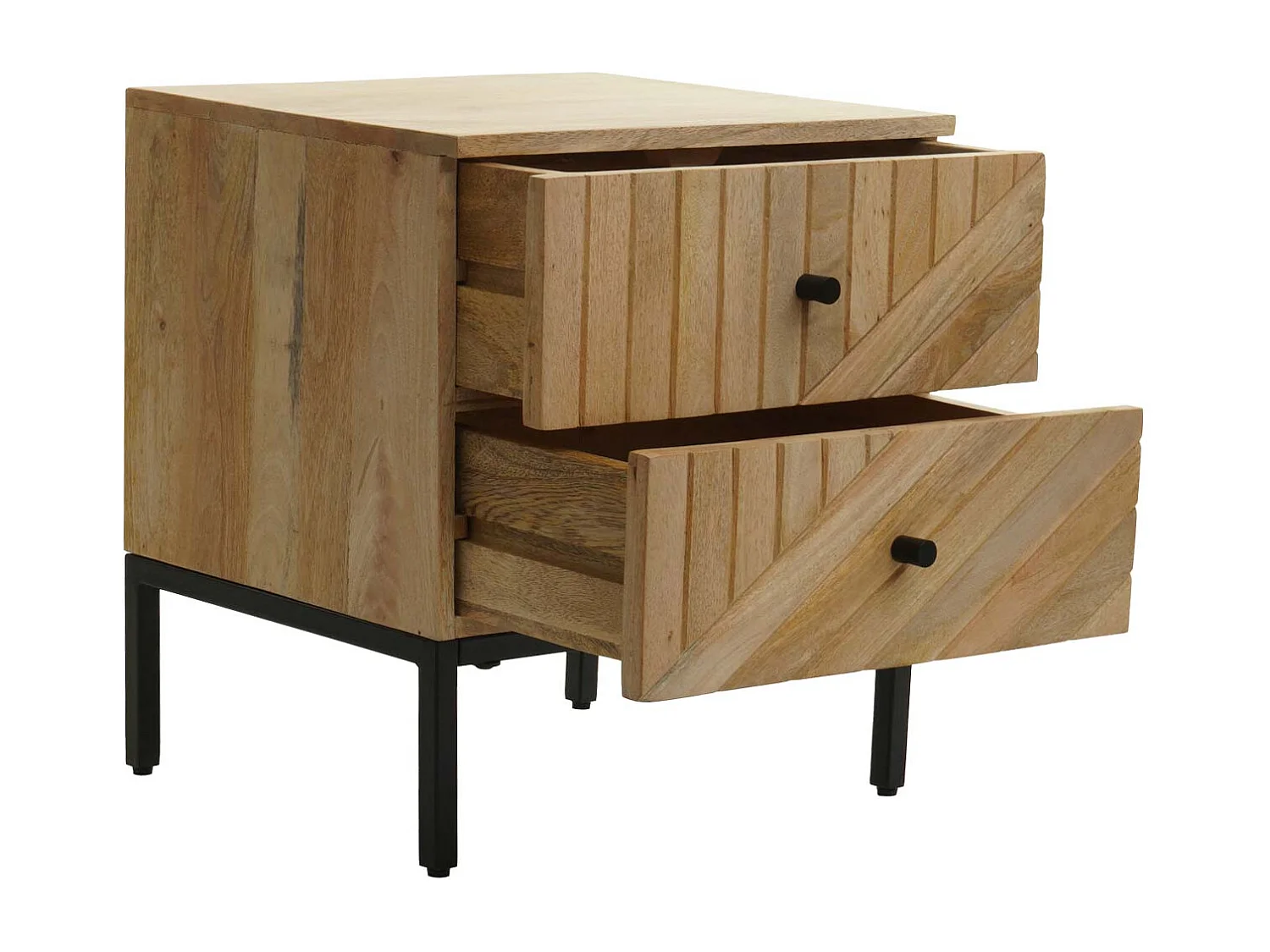 Nachttisch MCW-L95, Kommode Beistelltisch Nachtschrank Schrank, Schublade Mango-Holz 51x45x40cm MVG-zertifiziert, natur