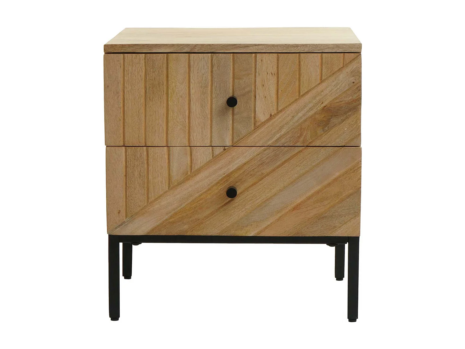 Nachttisch MCW-L95, Kommode Beistelltisch Nachtschrank Schrank, Schublade Mango-Holz 51x45x40cm MVG-zertifiziert, natur