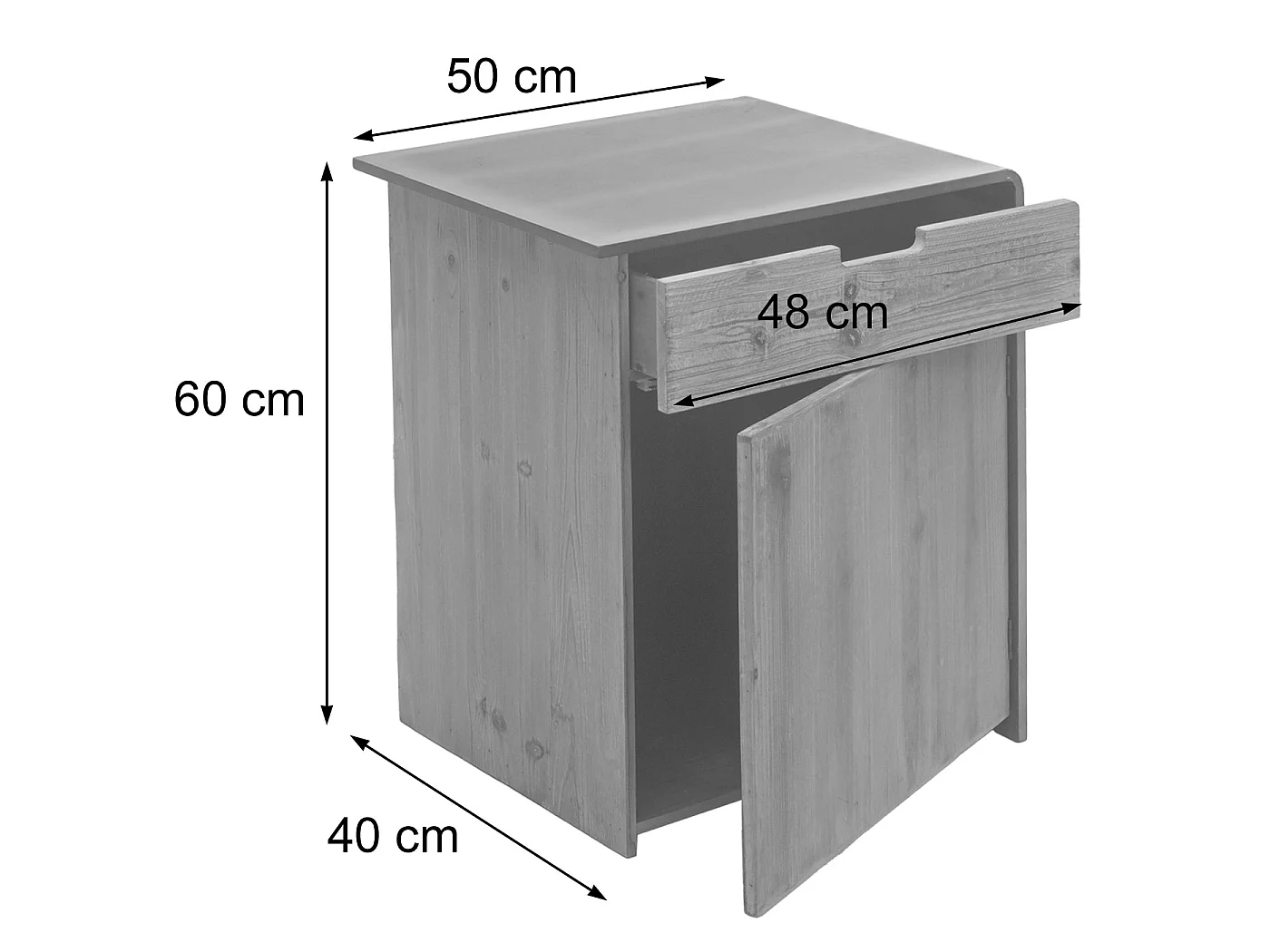 Comodino cassettiera armadietto con cassetto design industriale MCW-L76 60x50x40cm legno di abete naturale e nero