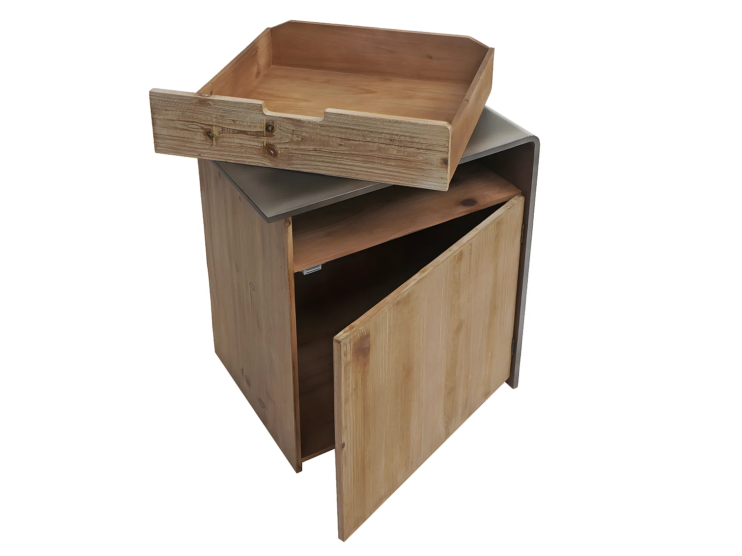 Comodino cassettiera armadietto con cassetto design industriale MCW-L76 60x50x40cm legno di abete naturale e nero