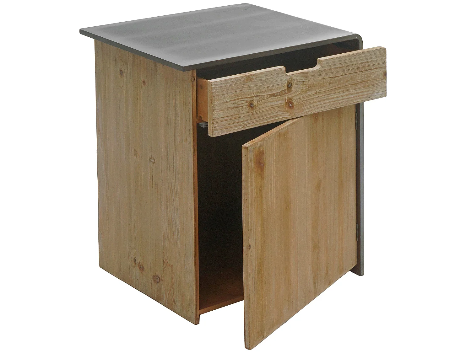 Comodino cassettiera armadietto con cassetto design industriale MCW-L76 60x50x40cm legno di abete naturale e nero