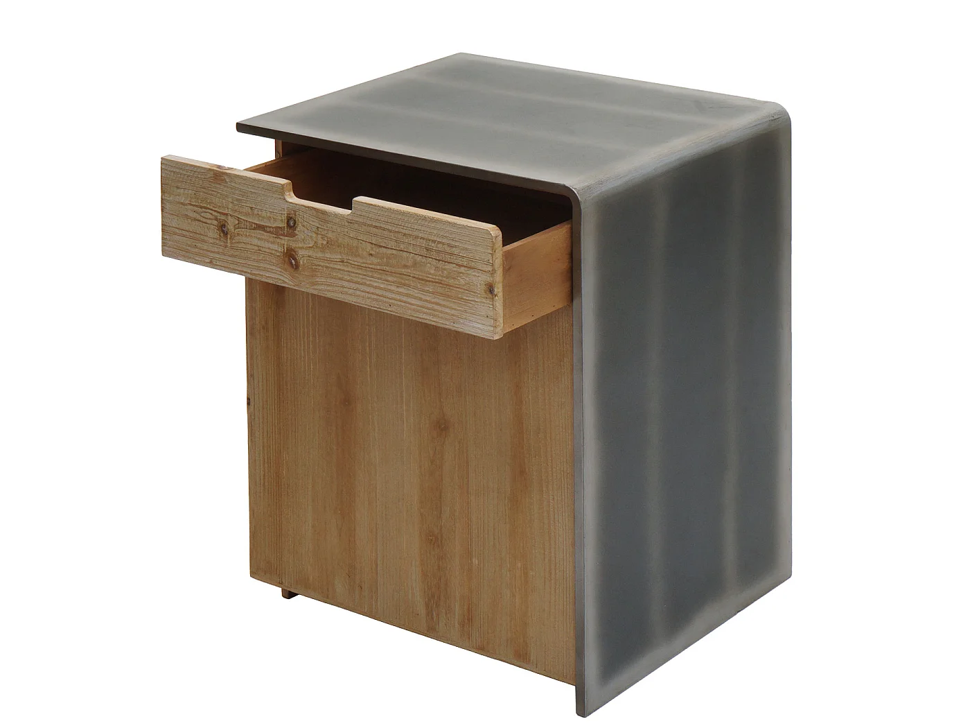 Comodino cassettiera armadietto con cassetto design industriale MCW-L76 60x50x40cm legno di abete naturale e nero