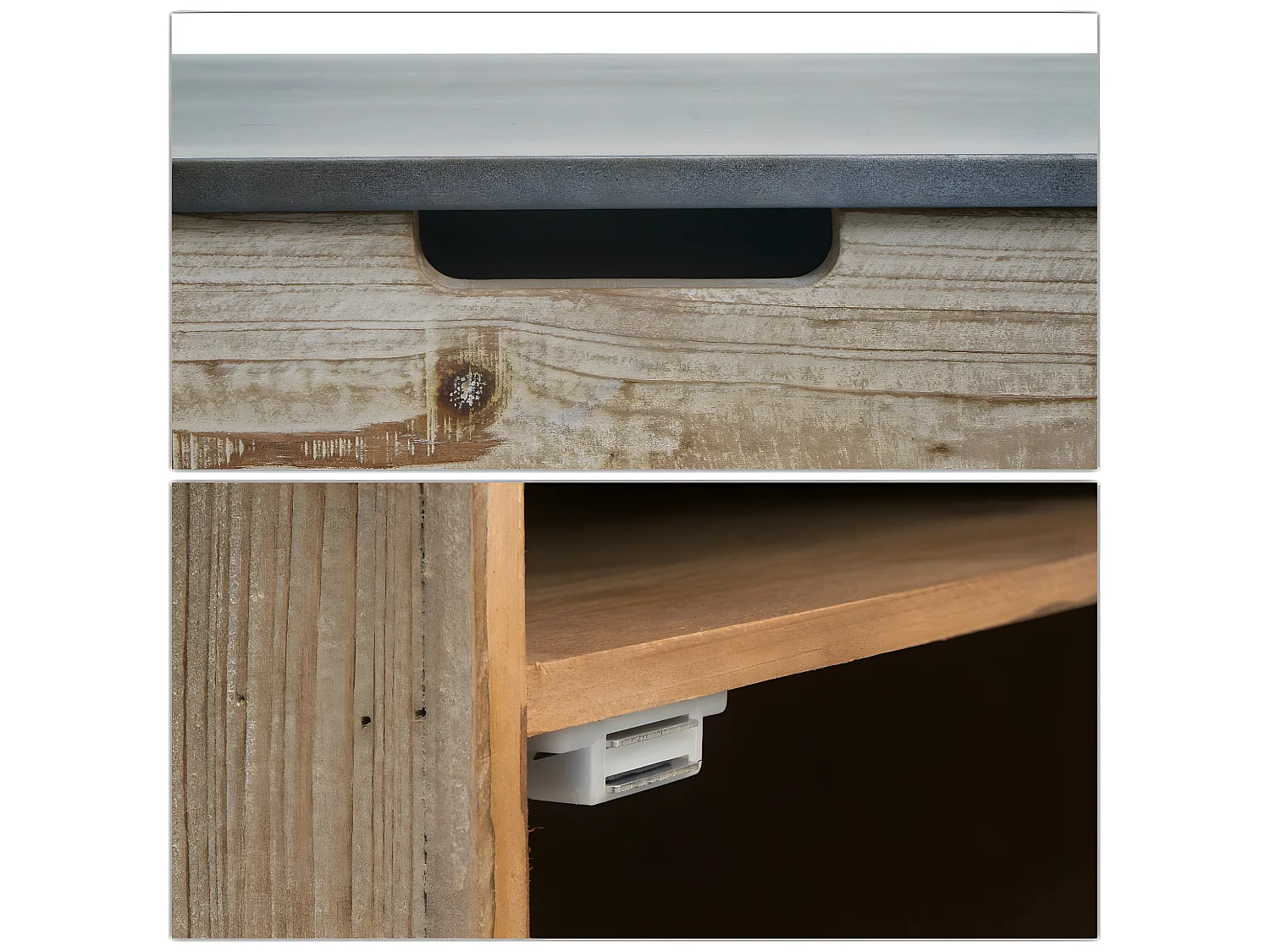 Comodino cassettiera armadietto con cassetto design industriale MCW-L76 60x50x40cm legno di abete naturale e nero