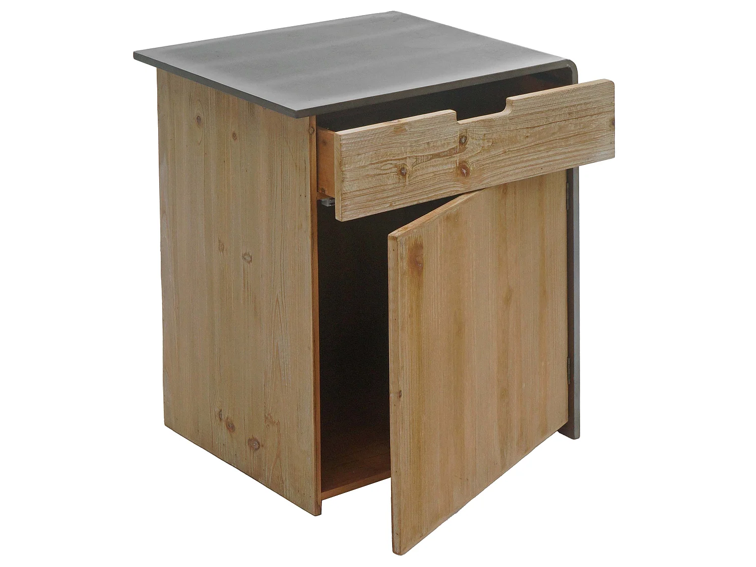 Kommode MCW-L76, Nachttisch Beistelltisch, Industrial Massiv-Holz MVG-zertifiziert 60x50x40cm, natur mit Metall-Optik