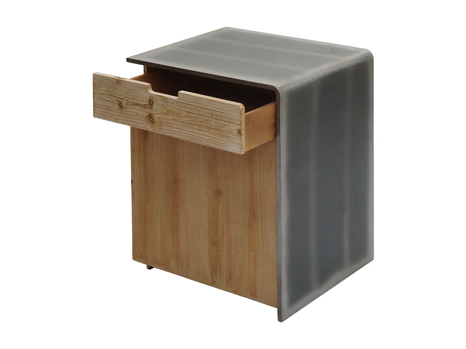 Kommode MCW-L76, Nachttisch Beistelltisch, Industrial Massiv-Holz MVG-zertifiziert 60x50x40cm, natur mit Metall-Optik