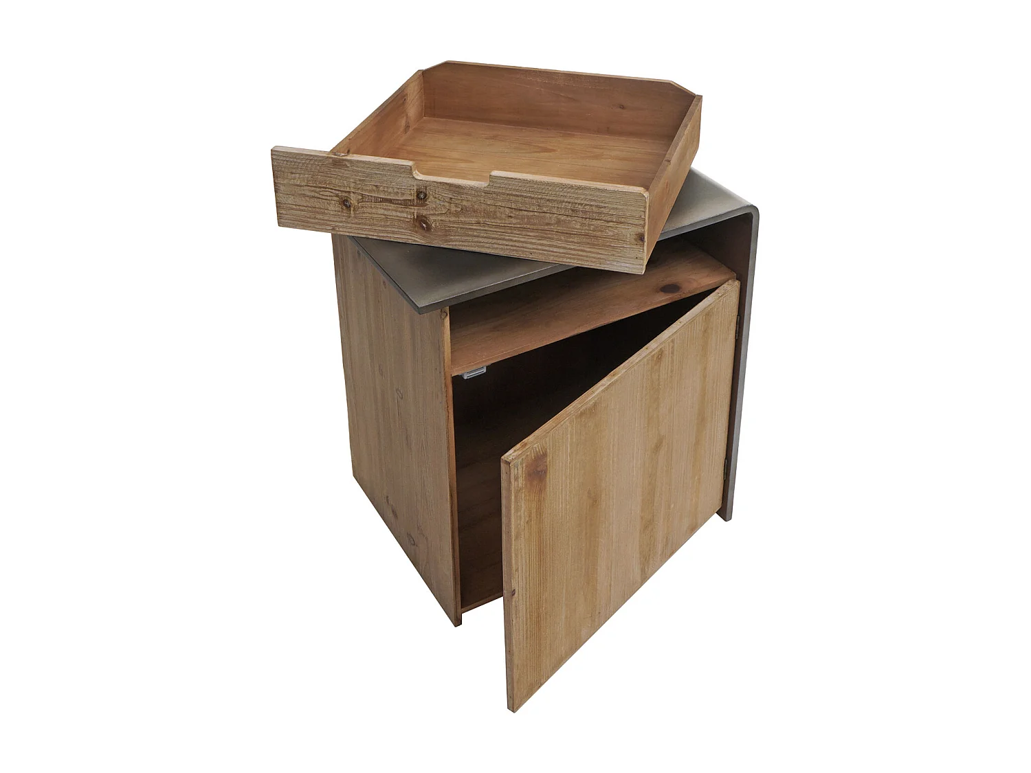 Kommode MCW-L76, Nachttisch Beistelltisch, Industrial Massiv-Holz MVG-zertifiziert 60x50x40cm, natur mit Metall-Optik