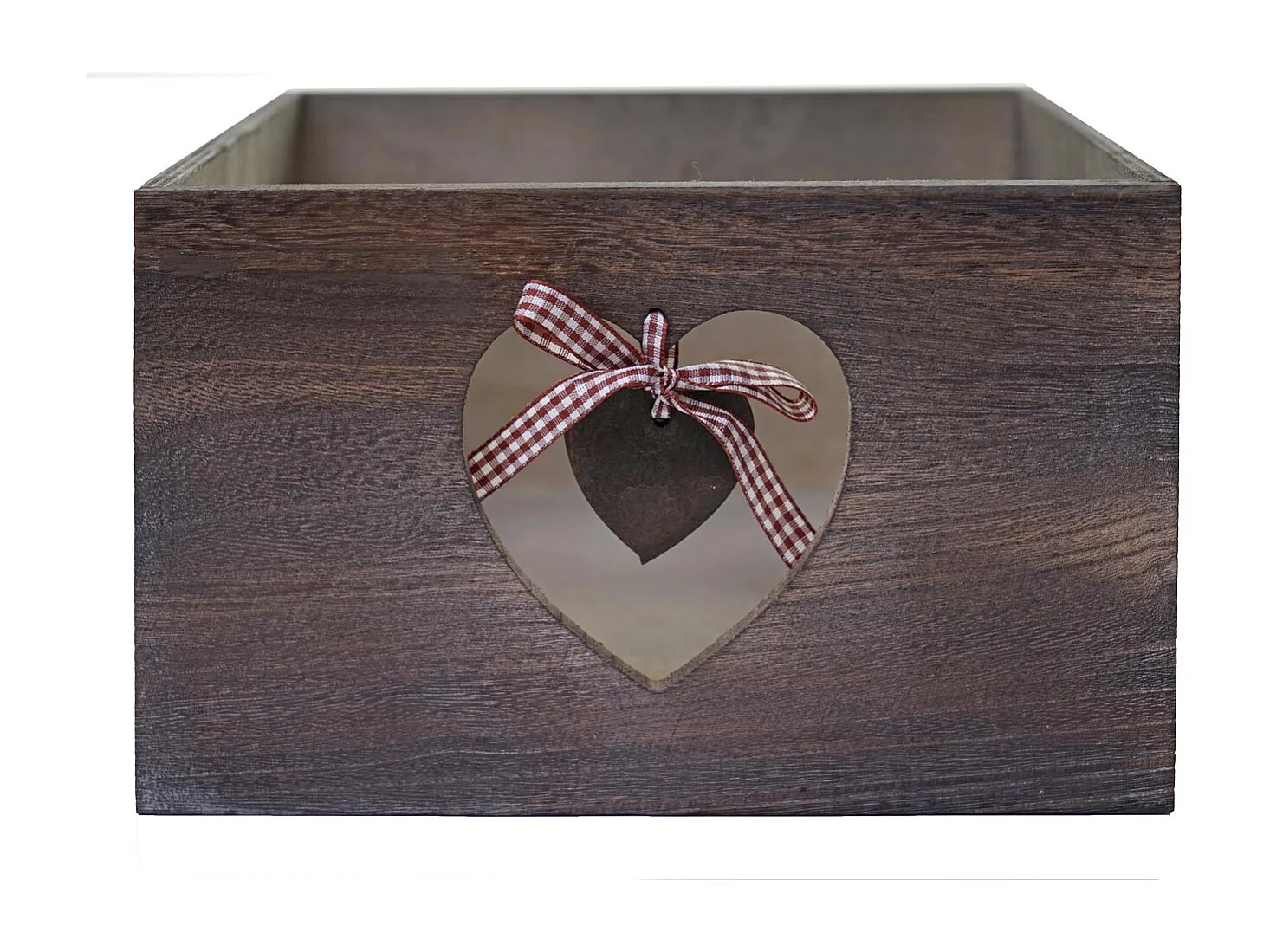 Kommode Forli, Schubladenkommode Schrank, 3 Schubladen mit Herzen 55x29x25cm, Shabby-Look, Vintage, braun