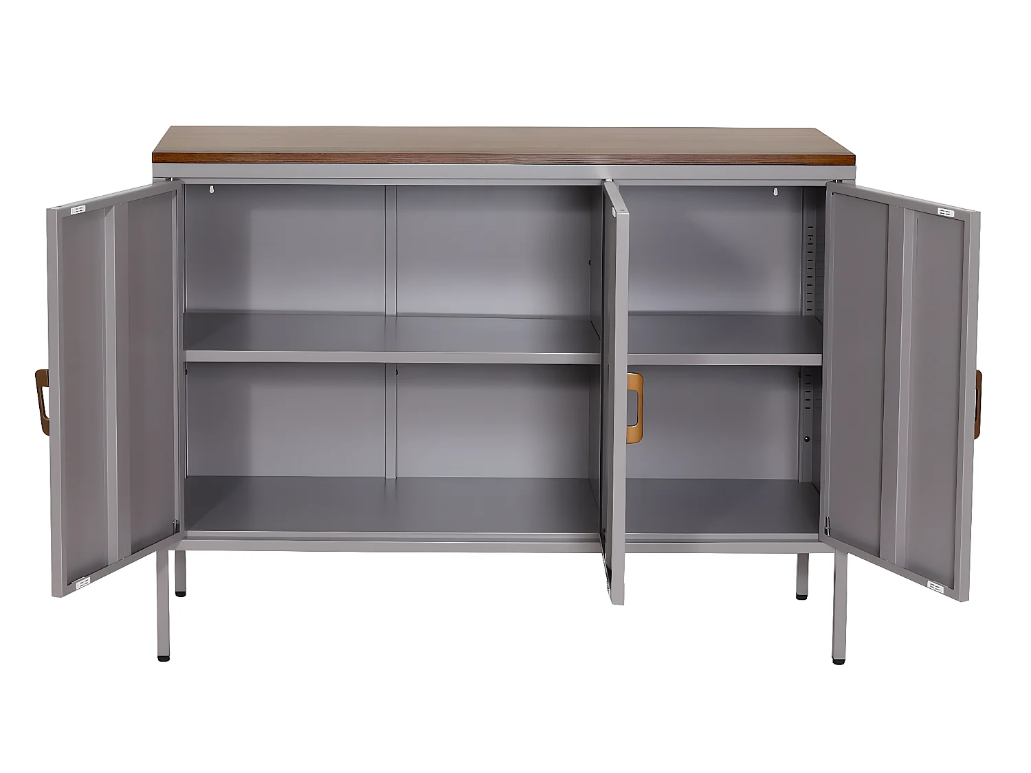 Credenza armadietto con 3 sportelli MCW-L84 metallo MDF 90x120x40cm grigio