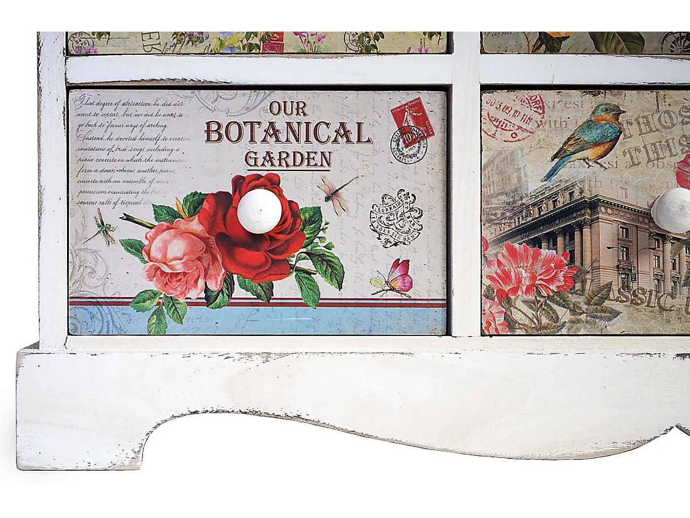 Kommode Venlo, Schubladenschrank Shabby-Look, Vintage, 9 Schubladen 60x79x30cm