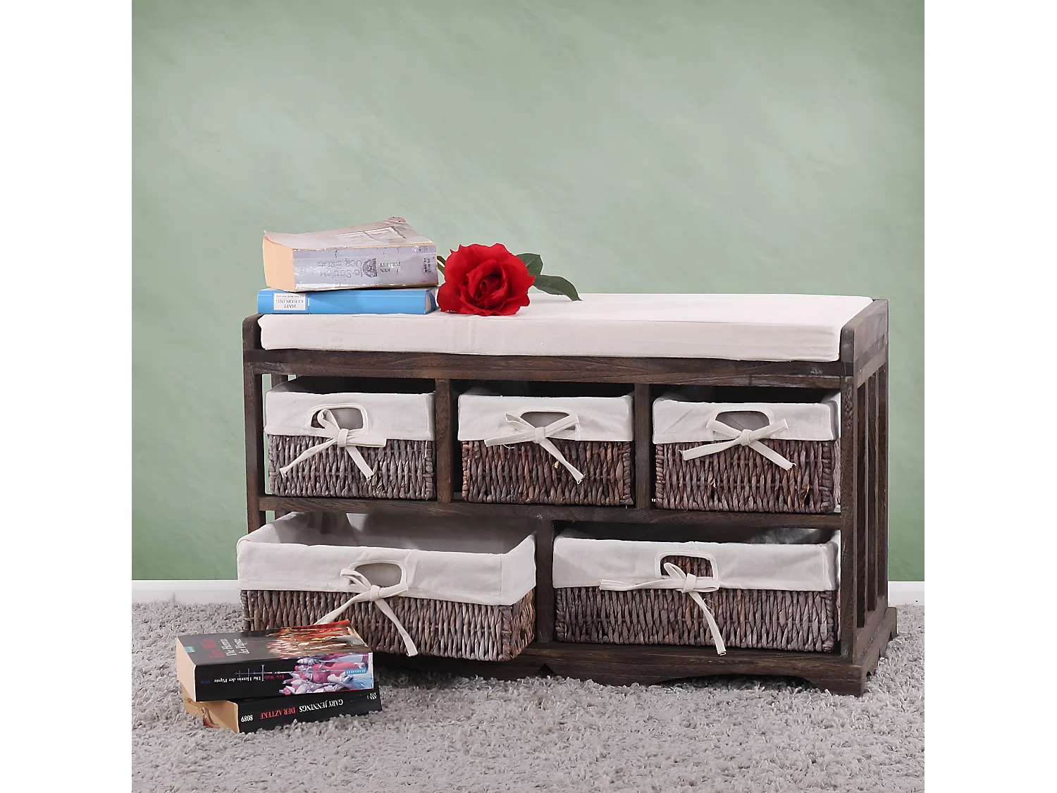 Commode et banc 5 tiroirs,  marron