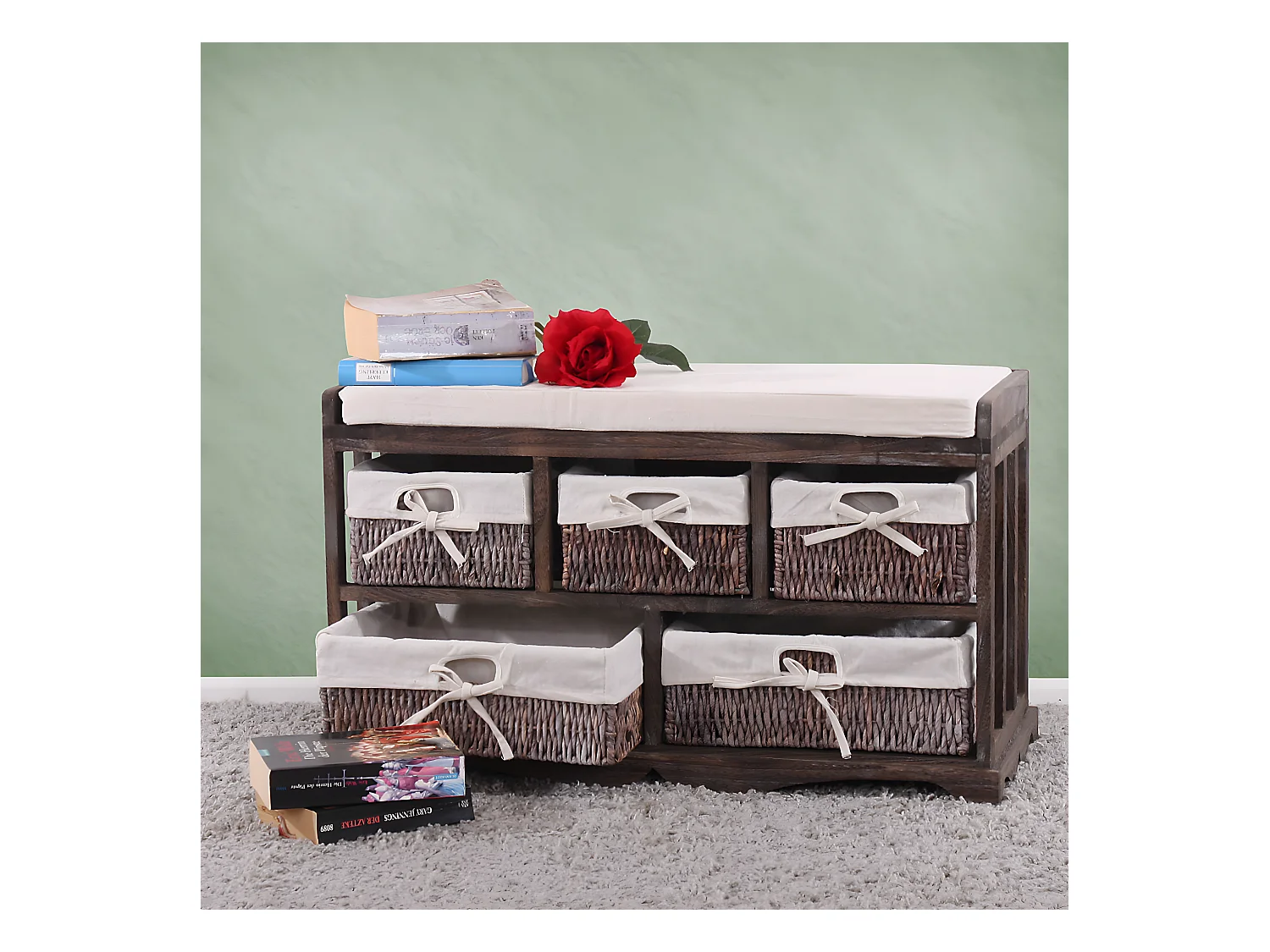 Commode et banc 5 tiroirs,  marron