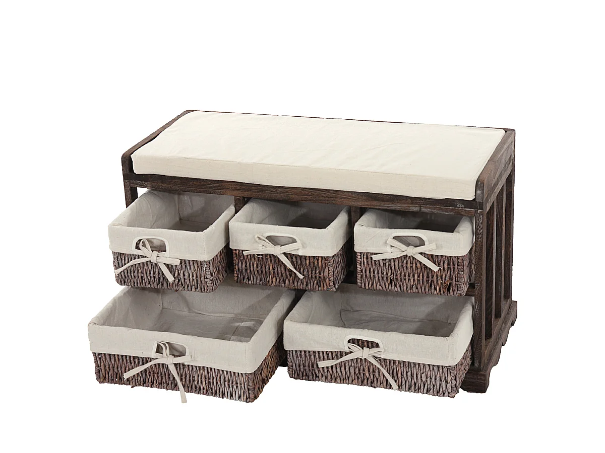 Komoda i ławka z 5 szufladami,  brązowa