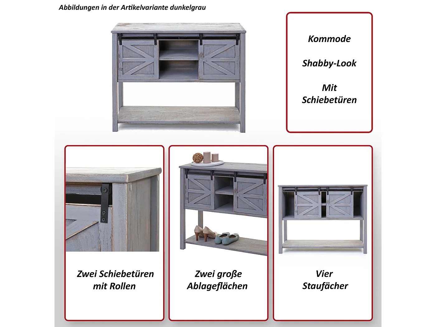 Commode MCW-D57,  donkergrijs