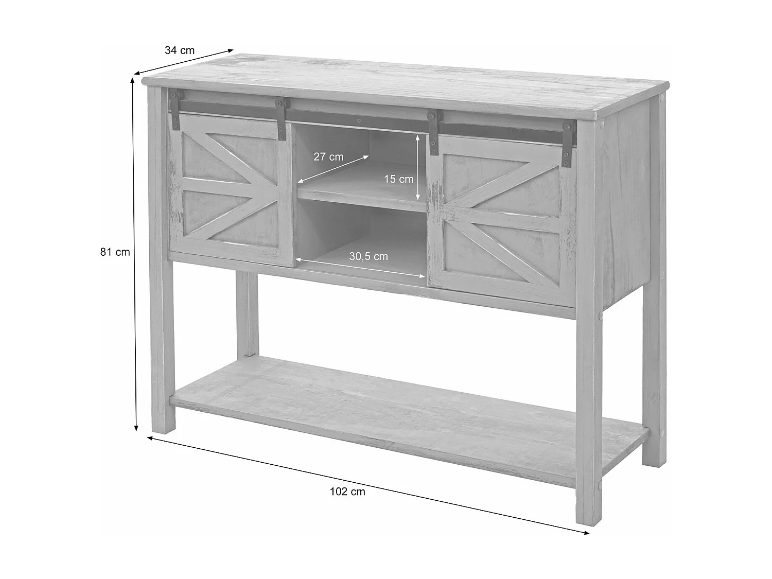 Commode MCW-D57,  donkergrijs