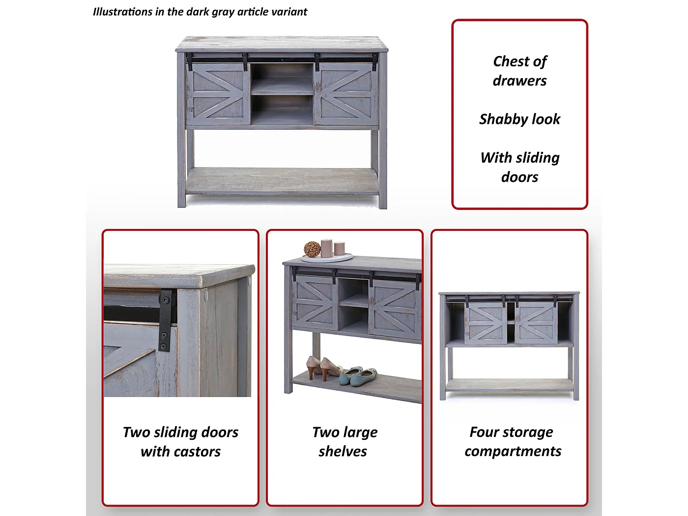 Kommode MCW-D57, Dunkelgrau