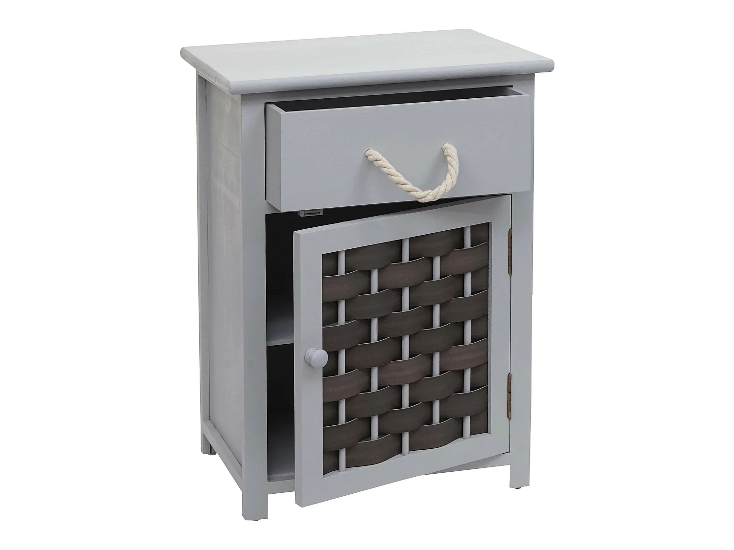 Commode MCW-K83,  gris, poly rotin gris foncé