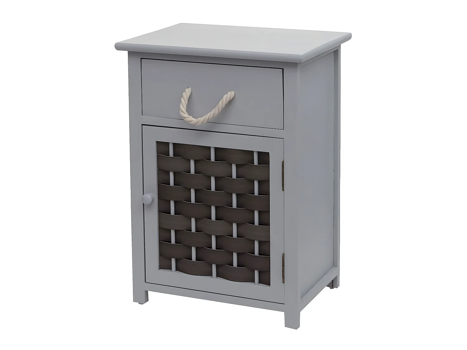 Commode MCW-K83,  gris, poly rotin gris foncé