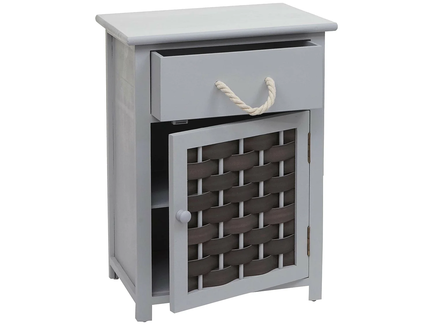 Commode MCW-K83,  gris, poly rotin gris foncé