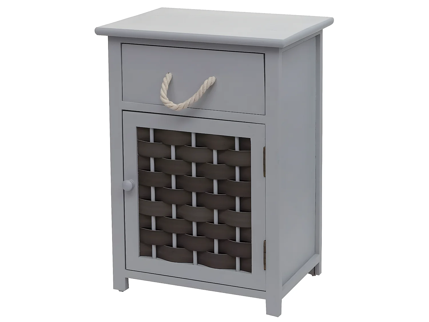 Commode MCW-K83,  gris, poly rotin gris foncé